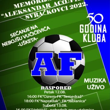 2. Memorijalni turnir “ALEKSANDAR ACO FILIPOVIĆ” Svračkovci 2022.